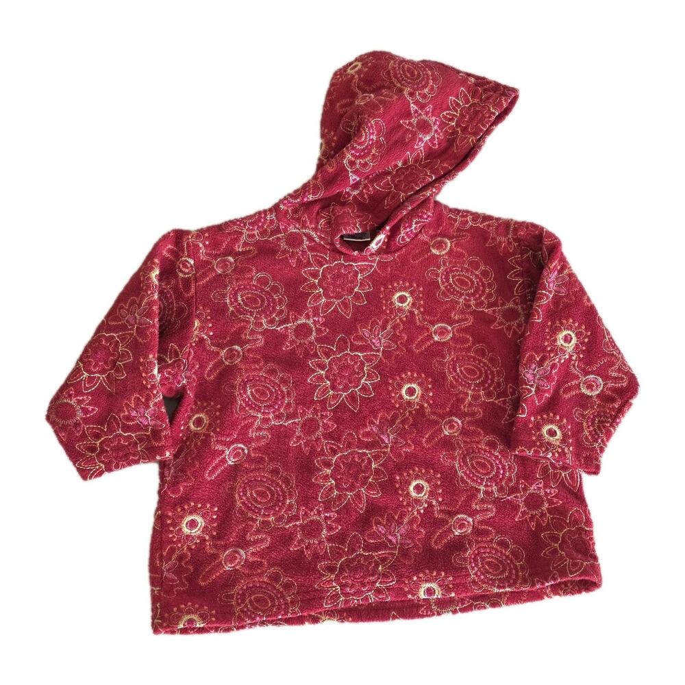 Vintage Embroidered Floral Celestial Fleece Pullover Size 24M Retro Sweatshirt